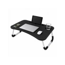 Mesa auxiliar - NYANA Ordenador Portatil Plegable Multifunción 60x40x28cm Nyana Home Cajón Extraíble Portavasos, Acero y PVC, 60 cm x 40 cm