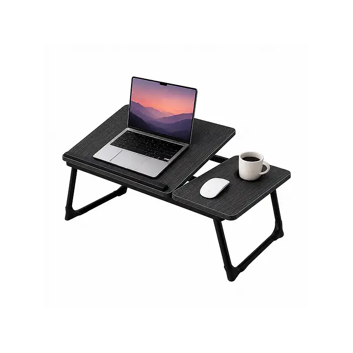Mesa auxiliar - NYANA Ordenador Portatil Plegable Multifunción 56x32x25cm Nyana Home | Tableto Inclinable Ajustable, Acero y PVC, 55 cm x 32 cm
