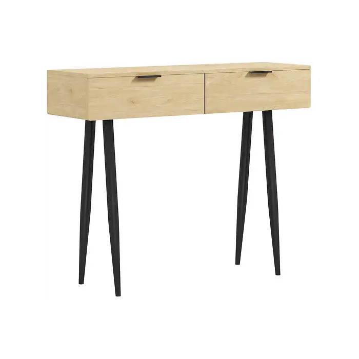 Mesa consola - HOMCOM 837-493V00AK, Melamina de Madera, Acero, 30 cm x 100 cm, Roble