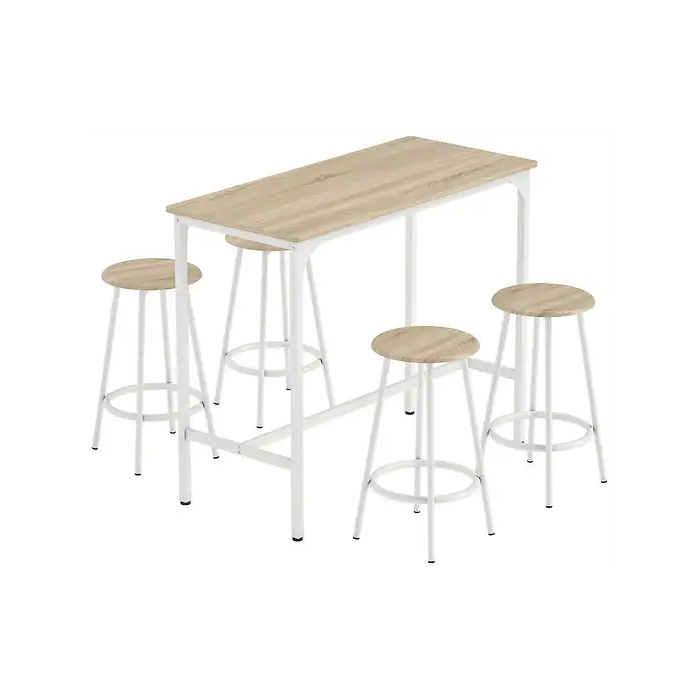 Conjunto de bar - HOMCOM 835-890V01ND, MDF, Metal, 50 cm x 110 cm, Natural y Blanco