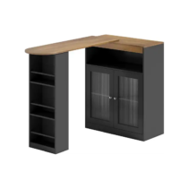 Mesa de bar - HOMCOM 83A-458V00BK, MDF, 80 cm x 150 cm, Negro