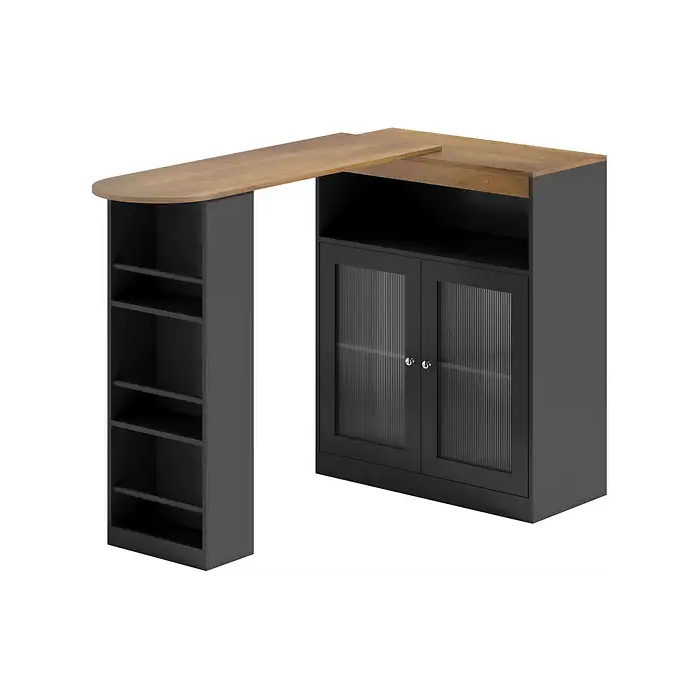 Mesa de bar - HOMCOM 83A-458V00BK, MDF, 80 cm x 150 cm, Negro